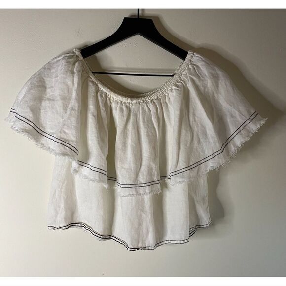 Zara Woman White Off The Shoulder Linen Top Size XS - Picture 3 of 8